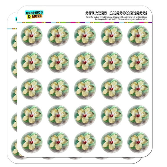 Tropical Yellow Hibiscus Flower Hawaiian Vacation 1" Planner Calendar Scrapbooking Crafting Opaque Stickers