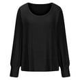 thumbnail image 5 of TKLPEHG Long Sleeve Sweaters for Women Fashion Crew Neck Lightweight Pullover Sweaters Loose Casual Ribbed Knit Tunic Tops (Black,S), 5 of 6