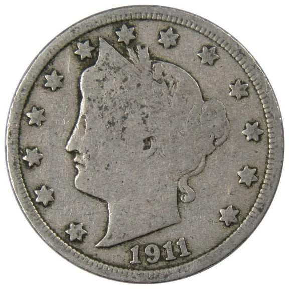 1911 Liberty Head V Nickel 5 Cent Piece G Good 5c US Coin Collectible