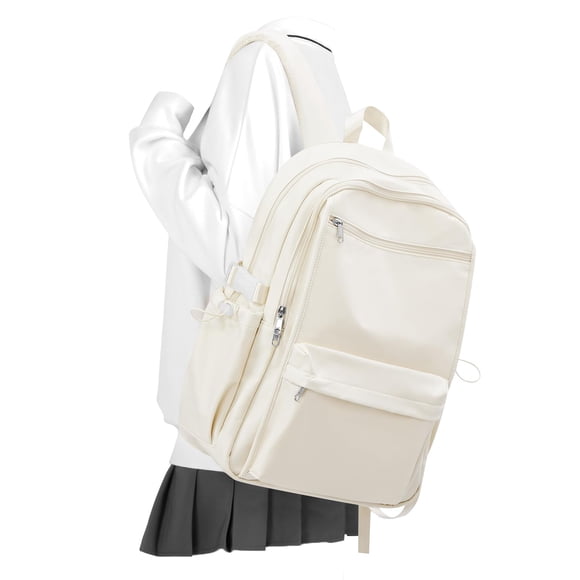 Mochila WEPOET Simple School para mujer ligera de color beige