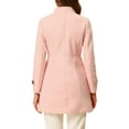 thumbnail image 4 of INSPIRE CHIC Women's Coat Double Breasted Midi Length Stand Collar Long Sleeve Coat S Pink, 4 of 8