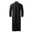 thumbnail image 4 of Baqcunre Dress Shirts For Men Male Casual Robe Muslim Stand Collar Thobe Long Solid Pocket Long Sleeve Jubba Robe Men'S Polo Shirts Tops For Men Black 58, 4 of 4