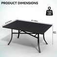 thumbnail image 6 of Uforic 59" Outdoor Dining Table for 6, Rectangular Patio Table with Umbrella Hole, E-Coating Metal Table for Backyard Garden, Black, 6 of 7
