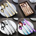 thumbnail image 4 of 1 Set Colorful Romantic Dinner Set Rainbow Flatware Set Wedding Travel Set Stainless Steel Dinner Knife Fork Soup s Set, 4 of 4