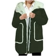 thumbnail image 2 of Fleece Lined Jackets Women Hooded Loose Zip Button Sherpa Coats with Pockets Casual Soft Long Sleeve Striped Quilted Outerwear Winter Warm Coats with Belt, 2 of 4