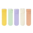 thumbnail image 6 of ZACPNCV 5 Pair Girls Ruffle Socks Cute Frilly Crew Socks for Toddler Kids Breathable Ribbed Knit Ankle Socks School Uniform Socks A-Pink, 6 of 6