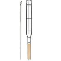 Tyidzon Stainless Steel BBQ Grill Basket Wood Handle, Nesting Grill Baskets,Grill Tool for Vegetables, Useful Grilling Accessories