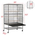 thumbnail image 4 of Alden Design Metal 52" Large Rolling Bird Cage with 3 Perches and 4 Feeders, Black, 4 of 10