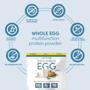 Designer Wellness , Designer Egg, Natural Egg Yolk & White Protein Powder, 24g Protein, Keto and Paleo Friendly, Less Fat and Cholesterol, Vanilla, 12.4 oz