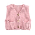 thumbnail image 3 of Ahdbta Sweaters Jackets for Women Button Down Trendy Cap Sleeve Twist Knitted Vests Solid Color Loose Fit Soft Sweaters Coats, 3 of 4