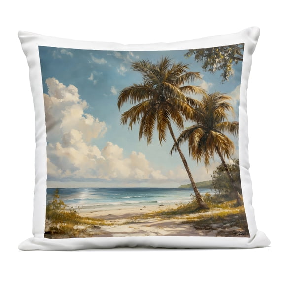 Stupell Industries Summer Beach Palms & Clouds Outdoor Printed Pillow design by Creative Studio, 18 x 7 x 18