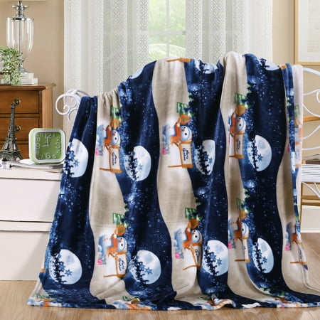 - Elegant Comfort Velvet Touch Ultra Plush Christmas Holiday Printed Fleece Throw/Blanket - 50