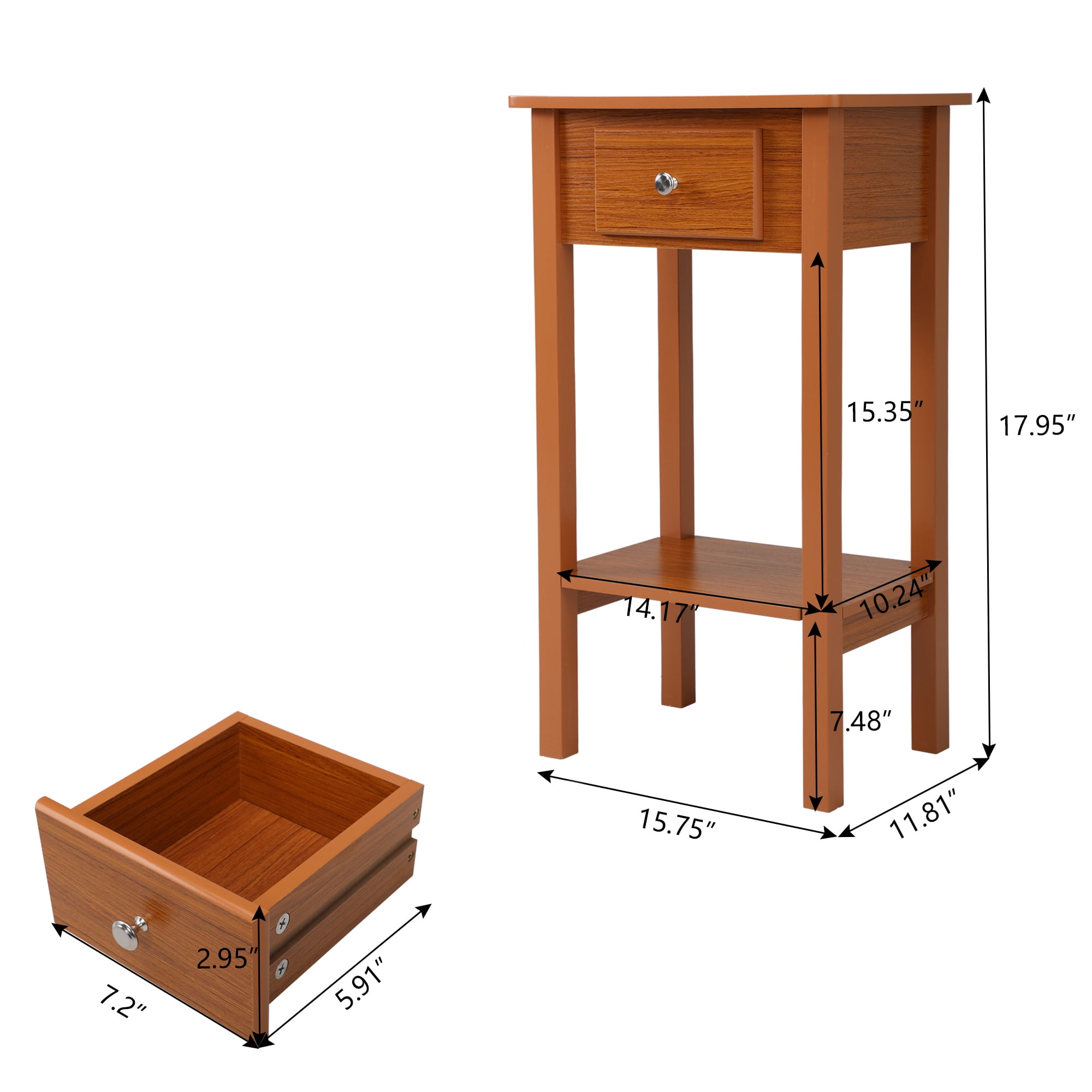 Kepooman Modern Versatile High-Leg Nightstands Side End Table Night Stand Storage Shelf with Drawer for Living Room Bedroom, Honey Brown Kepooman Modern Versatile High-Leg Nightstands Side End Table Night Stand Storage Shelf with Drawer for Living Room Bedroom, Honey Brown