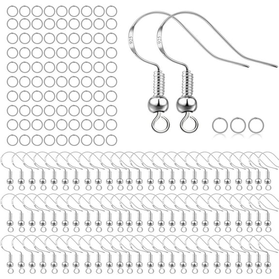 DIY Jewelry Making Kit: 925 Silver Earring Hooks & Jump Rings, 200Pcs