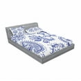 thumbnail image 3 of Ambesonne Paisley Fitted Sheet & Pillow Sham Set, Watercolor Mandala, Twinxl, Navy Blue White, 3 of 3