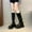 #355-Black, variant on Woman's Fashion Casual Knee-High Boots, Trendy Round Toe with Lace-Up Buckle Design, Chunky High Heel Winter New Style for Daily Outfits and Streetwear