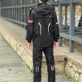 thumbnail image 2 of Wosawe WOSAWE Detachable Cycling Rain Suit with Concealed Shoe Covers, Waterproof Polyester Jacket & Pants Set for Outdoor Riding, Black/Green, Size XL/2XL, 2 of 6