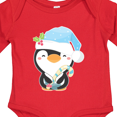 thumbnail image 4 of Inktastic Cute Christmas Penguin in Blue Hat Boys or Girls Long Sleeve Baby Bodysuit, 4 of 5
