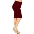 thumbnail image 2 of Women's Solid Casual Elastic Waistband Stretchy Office Knee Length Midi Pencil Skirt S-3XL, 2 of 4