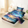 thumbnail image 2 of jejeloiu Tropical Sunset Twin Sheets,Beach Palm Print Bedding For Boys,Multicolor,3pcs,1 Fitted Sheet and 1 Pillowcase, 2 of 6