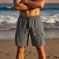 thumbnail image 2 of FRSASU Mens Casual Cargo Shorts Casual Drawstring Shorts Relaxed Fit Summer Beach for Men Dark Gray, 2 of 6