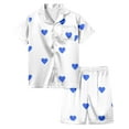 thumbnail image 2 of Silk Pjs for Girls Valentines Day Pajama Short Sleeve Heart Button Down Shirt 6-7 Years Pajamas Boy, 2 of 4