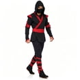 thumbnail image 3 of Men Ninja Costume Outfit, Complete Black‑Red Ninja Hooded Suit with Face Mask for Adult, Halloween Cosplay Theme Party Fancy Dress for Men, 3 of 6