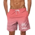 thumbnail image 1 of RKSTN Swim Shorts for Mens Gradient Landscape Print Ultra Plus Size Color Blocking Elastic Waist Drawstring Versatile Beach Vacation Casual Shorts with Pockets, 1 of 3