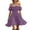 Purple, variant on Women Plus Size Romper Dress Summer Off The Shoulder Square Neck Short Sleeve High Waist Ruffle Boho Short Jumpsuit Wine,S