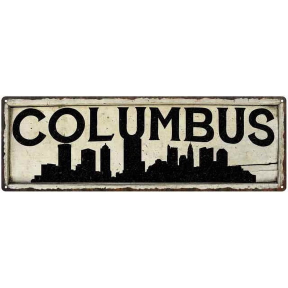 Columbus City Sky Line Silouette Chic Wall Decor 6x18 Metal Sign 106180028045
