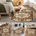 thumbnail image 6 of Round Rugs 3.3 Ft, Brown Boho Non Slip Area Rugs for Kitchen Bedroom Entryway, Retro Western Rustic Ethnic Tribal Patterns Washable Carpet Runner Rug Floor Mats for Bedroom Home Decor, 6 of 9