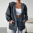 thumbnail image 4 of Abrigo Sudadera básica para mujer Estilo casual Sudadera con capucha con bolsillos Traje diario Ygjytge Gris S para Mujer, 4 of 8