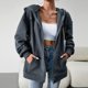 thumbnail image 3 of Sudadera básica para mujer ajuste holgado color sólido manga larga cremallera ropa de calle traje Hugtrwg Para estrenar, 3 of 9