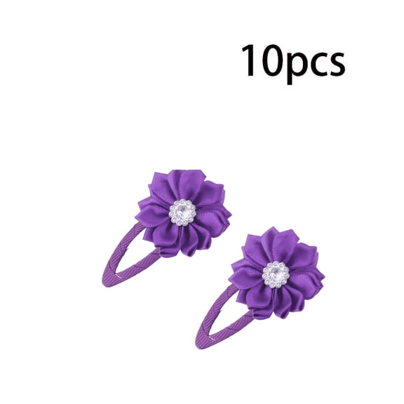 RAGUPEL 10 Pcs Small Hair Clips,Soft Fabric Edging Toddler Bows for Girls,Sparkling Top Clip Girls Hair Accessories,Purple