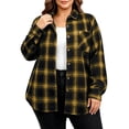 thumbnail image 2 of ClodeEU Women's Plus Size Plaid Button Down Shirt,Long Sleeve Collared Casual Oversized Shacket ,Women's L-XXXXXL, 2 of 5
