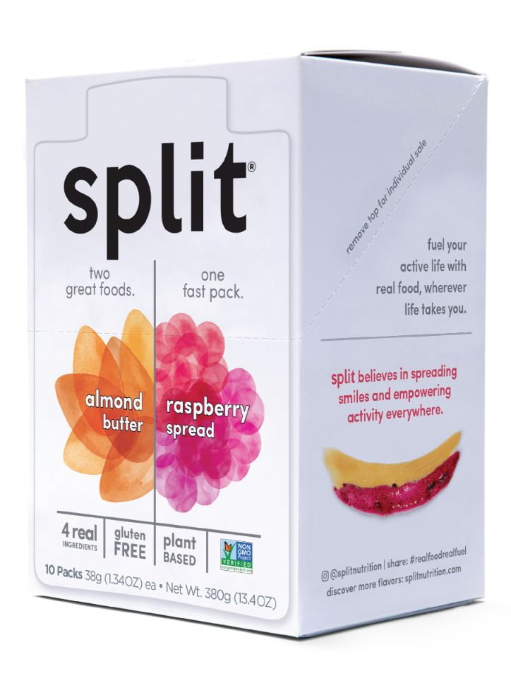 Split Nutrition Almond Butter and Raspberry Squeeze Pouch, Healthy Snacks, Kids Snack, School Snack, 1.34 oz, 10 pack