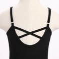 thumbnail image 5 of IBTOM CASTLE Girl Rhinestone Sparkly Fringe Bodysuit Tassel Kids Latin Jazz Dance Outfits Crisscross Back Gymnastics Dance Leotard 8-9 Years Black, 5 of 7