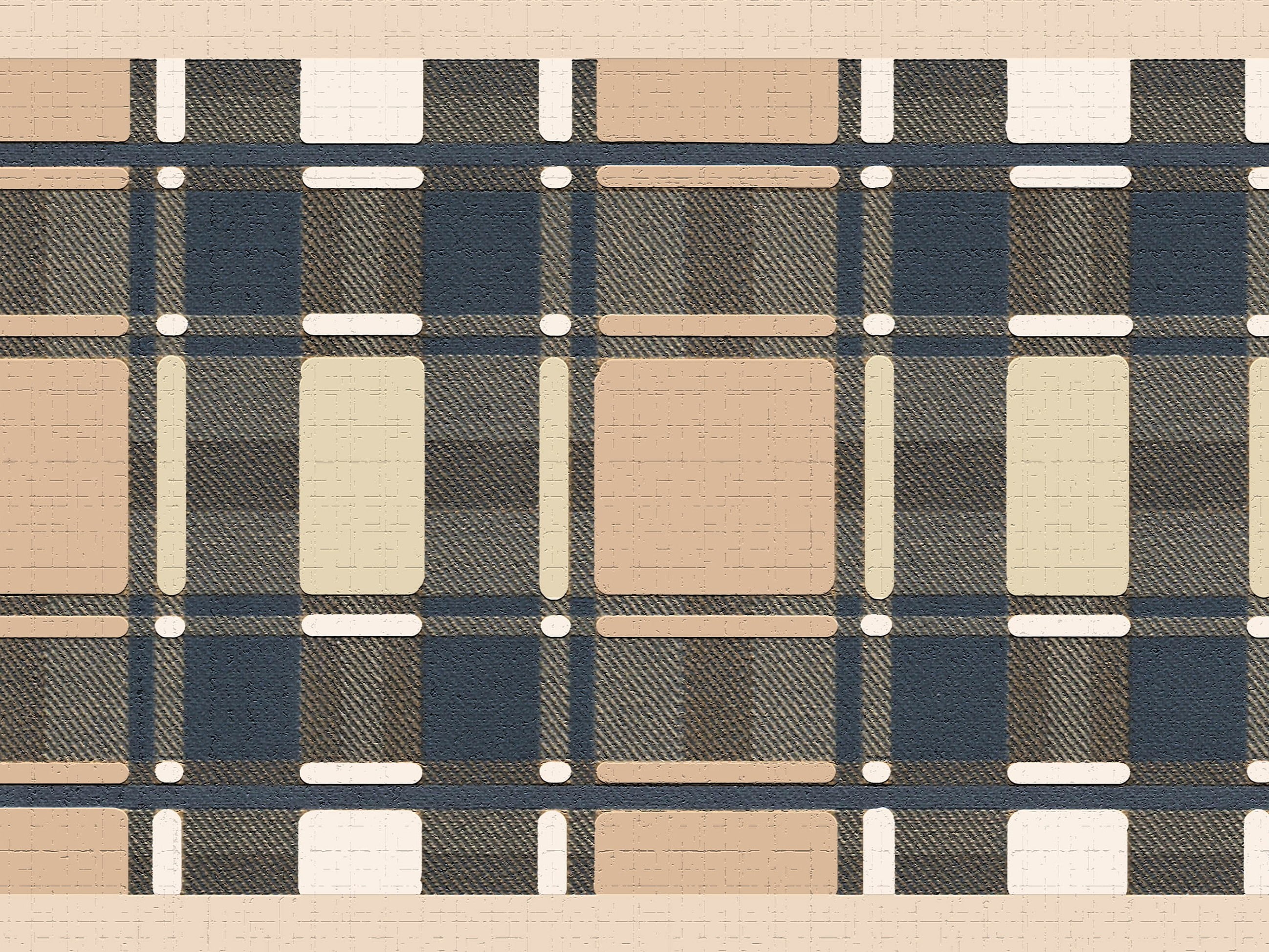 Dundee Deco's Peel and Stick Wallpaper Border Plaids Navy Blue Tan