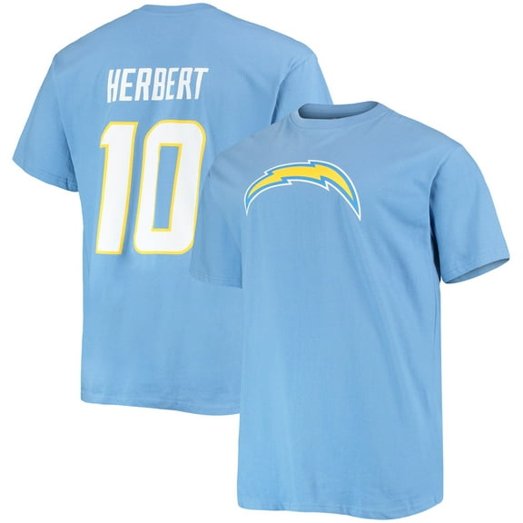 Men's Fanatics Justin Herbert Powder Blue Los Angeles Chargers Big & Tall Player Name & Number T-Shirt