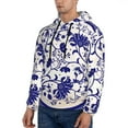 thumbnail image 2 of KLL Blue And White Porcelain Pattern Print Mens Hoodie Long Sleeve Casual Pullover Hooded Sweatshirt Fashion Drawstring Hoodies with Pocket-3X-Large, 2 of 6