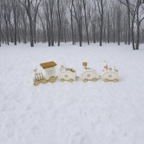 VOTRUDI Wooden Christmas Train Ornament,Christmas Decor Clearance,Decorative Collectible,Christmas Indoor Decor for Room Office Tabletop,White