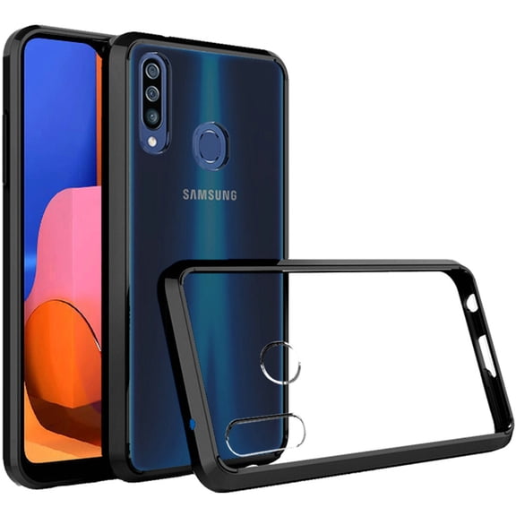 for Samsung Galaxy A02s Hybrid Slim Crystal Clear Transparent Shock-Absorption Bumper with Soft TPU   Hard PC Back Frame Cover ,Xpm Phone Case [Black]