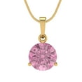 thumbnail image 2 of 2 ct Brilliant Round Cut Solitaire Pink Diamond 18K Yellow Solid Gold Everyday Affordable Designer Necklace Pendant with 16" Chain, 2 of 7