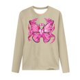 thumbnail image 2 of MORESEC Breast Cancer Shirts For Women Loose Fit Dressy for Women Long Sleeve Drop Shoulder Hoodie Pink Ribbon Print Pullover Shirts Tops Graphic Tee Tops Crew Neck Comfy Clothes Modest, 2 of 4