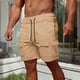 thumbnail image 1 of pstuiky Pantalones cortos para hombre, Pantalones cargo casuales de moda para hombre, hasta la rodilla, lisos, con bolsillos, rectos, botones y cremallera. Pantalones cortos de entrenamiento, 1 of 6