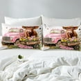thumbnail image 4 of Erosebridal Kawaii Highland Cow Bed Sheets Set Full Size, Pink Farm Truck Bedding Sets Full Size, Flower Floral Cowgirls Bedroom Decor 4-Piece, 4 of 7