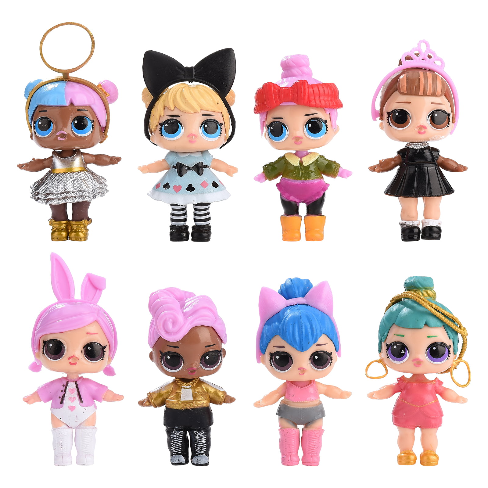 Dolls Toy Set Decoration for Birthday Party Surprise.d Dolls Figures 3” 8PCS Dolls Cake Toppers 
