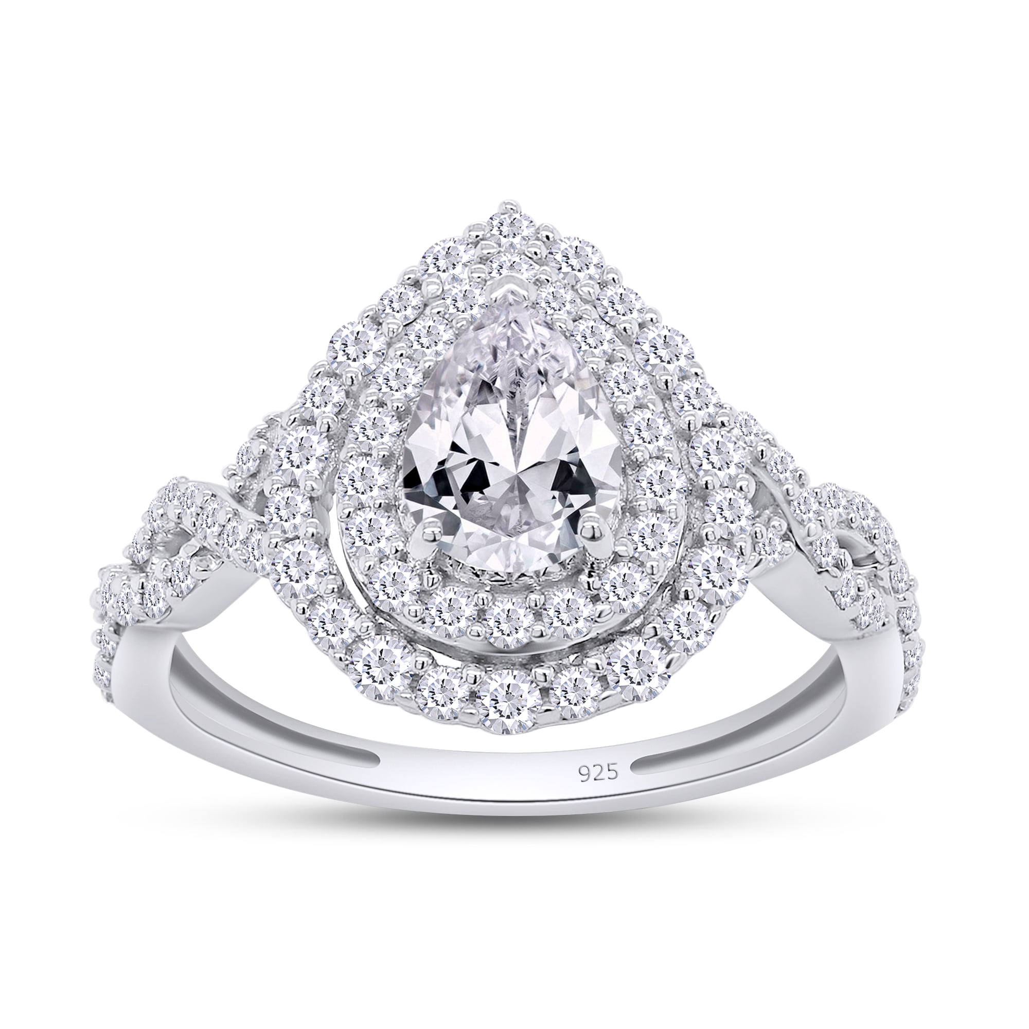 AFFY 1.25CT Moissanite Diamond Double Halo Engagement Ring for Women 14K White Gold over Silver-4