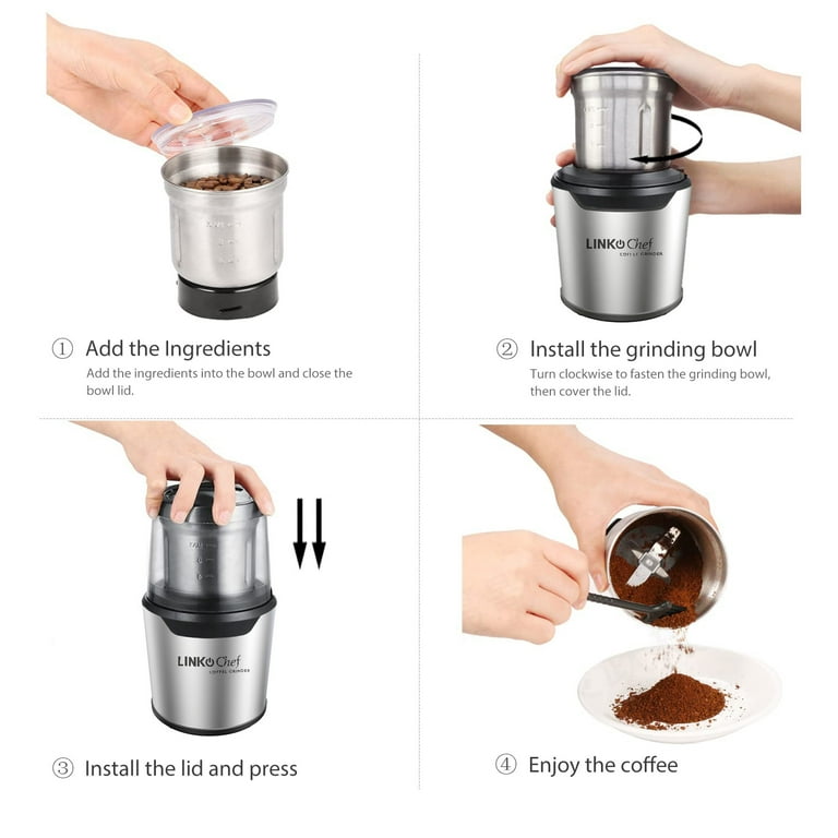 LINKChef Coffee Grinder, 4-Blade Grinder for Coffee Beans, Spices