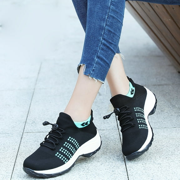 OHGOD Fashion Shoes for Women, Running Sneaker, Womens Running Shoes, Women's Memory Foam Sneakers - Stylish Air Cushion Slip-On Casual Sneakers for All-Day Comfort - Navy - 11